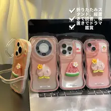 スイカと水蜜桃の立体キャラクター iPhone用ケース【対応機種：iPhone・小米・Huawei・OPPO・VIVO・スタンド付き】