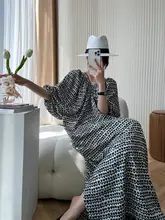 個性的なデザイン！Vネックバックオープンランタンスリーブロングドレス【した雰囲気・フラワープリント】