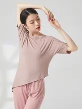 モダンバレエ練習服【不規則デザイン・モダール素材・黒・夏用・ゆったりTシャツ】