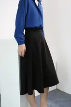 ブラック Aラインスカート【ハイウエスト・不規則デザイン・通勤用・春秋用】