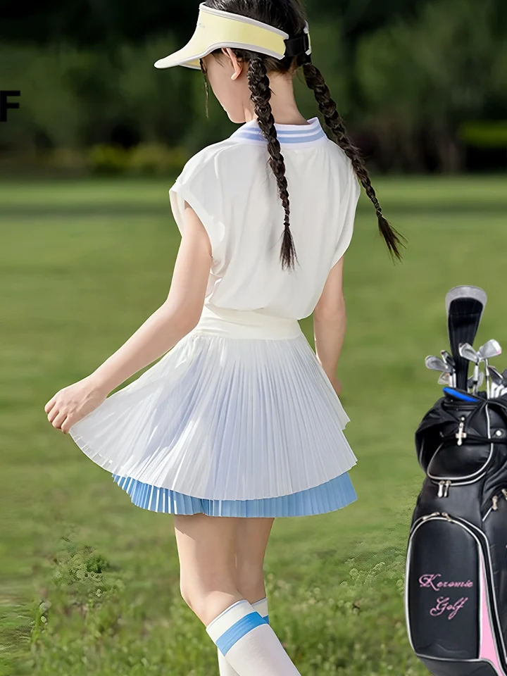 子供用ゴルフウェア【夏用・速乾性・通気性・軽量・ラウンドネック・テニス仕様】（セットアップ対応）