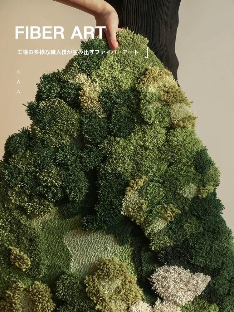 北欧風 手作りラグマット タイプ：苔の森デザインの実用性と空間適応性
