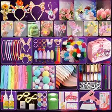 手作りDIY材料セット お花のヘアバンド【カラフルモール毛・小学生向け・子供の日ギフト】