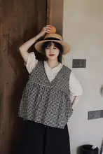 夏用 レディースチェック柄Vネックベスト【カジュアル・フィット感・かわいいデザイン】