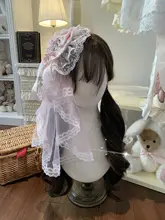 ロリータ風レース花丸ヴェールとリボンヘッドドレス【華やかなブライダルアクセサリー】