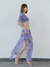 夏用 ベリーダンス衣装【スカート・背中開き・花柄プリント・女性用】（セットアップ対応）