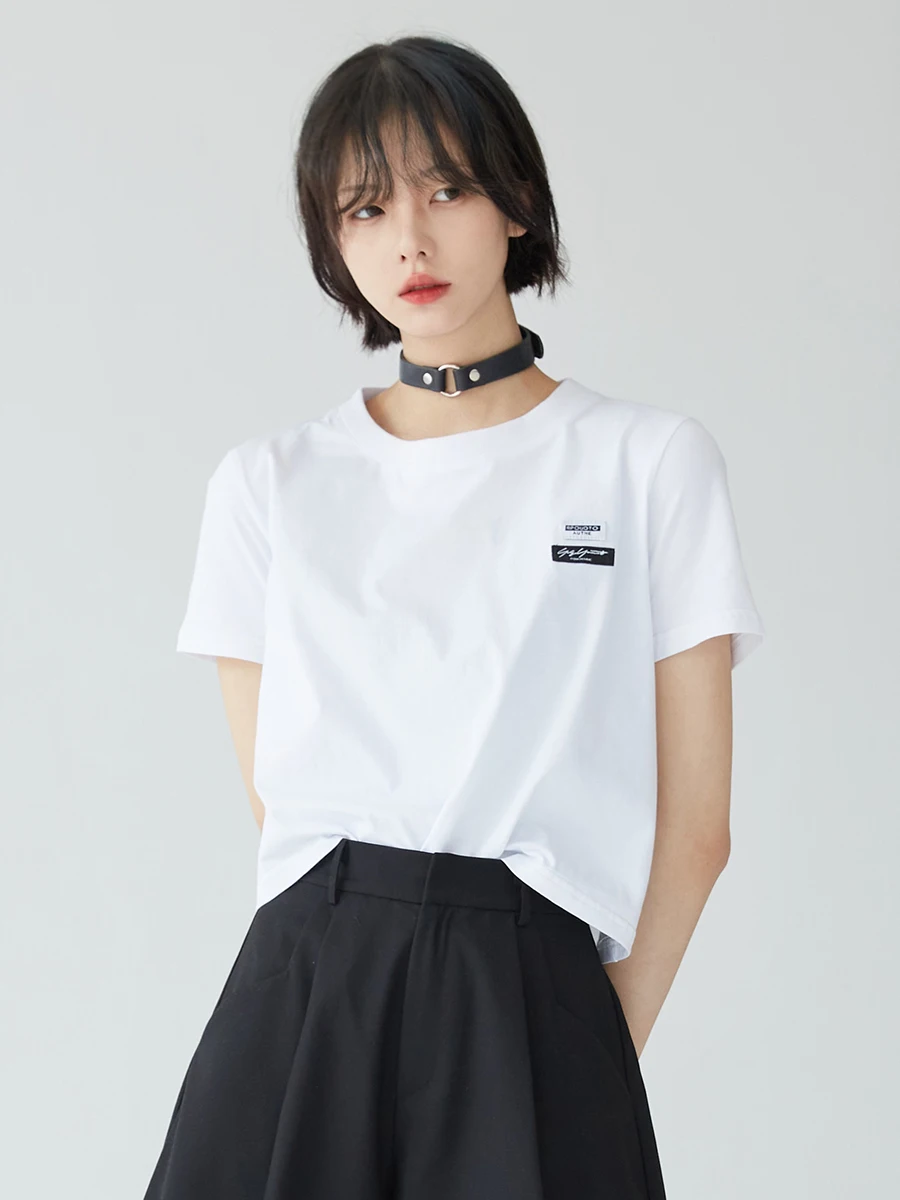 万有引力レディース半袖Tシャツ：純棉ショート丈の夏季リラックススタイル