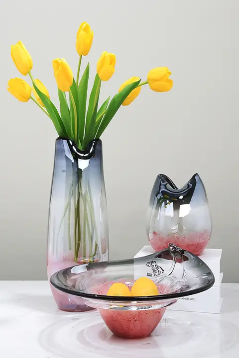 手作りのグラデーション琉璃花瓶【モダンデザイン・水耕栽培・インテリア装飾用】