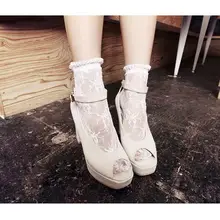 全蕾絲花柄 レディースショートソックス【ビンテージスタイル】