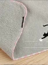 黒猫刺繍入り コットン製ハンドタオル【厚手・柔らかい・吸水性良好】