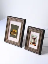 スタンド式ヴィンテージウッドフレーム【ブラックウォルナット・6インチ／8インチ・子供の絵画用・A4サイズ対応】