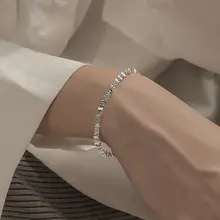 925純銀製 フラットチェーンブレスレット【学生向け・個性的なデザイン・夏用】