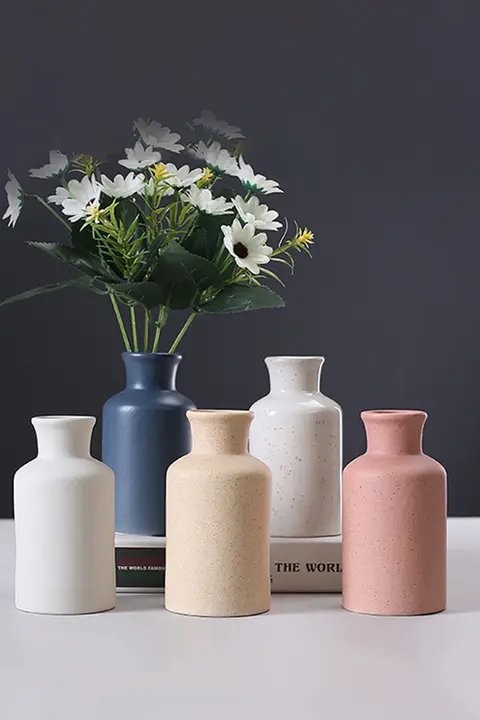 現代的なシンプルデザインの欧風陶器花瓶【インテリア装飾用】