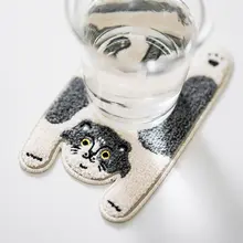 RUOYUSTUDIO オリジナルデザインの可愛い猫柄布製コースター