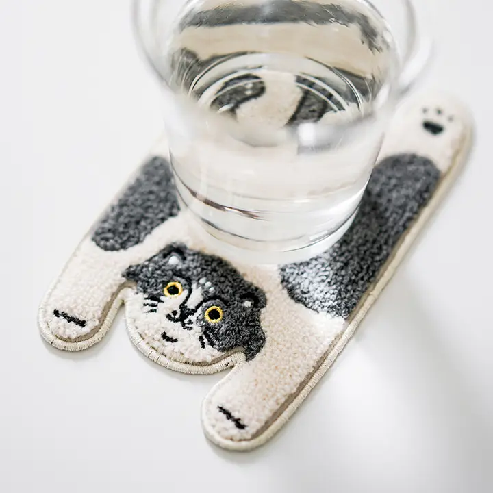 RUOYUSTUDIO オリジナルデザインの可愛い猫柄布製コースター