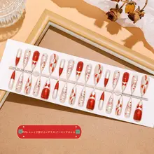 猫目デザインのショートネイルチップセット【DIY手作り・ゴールドキラキラ・XS/S/Mサイズ】