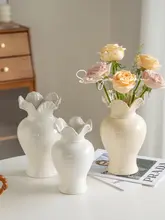 北欧風 おしゃれな陶製フラワーベース【生花用・インテリア装飾】