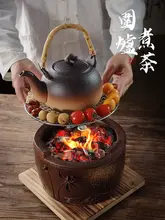 冬の囲炉裏で楽しむ煮茶用大サイズ炭火鍋【手作り・レトロスタイル・室内用】（セットアップ対応）