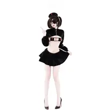 セクシーな黒の質感ベロアコスチューム【ナース風・コスプレ・撮影用】（セットアップ対応）