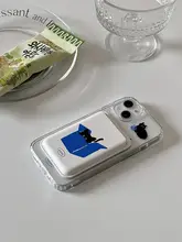 個性的なデザインの黒猫イラスト磁気吸着カードケース【透明アクリル・iPhone対応】
