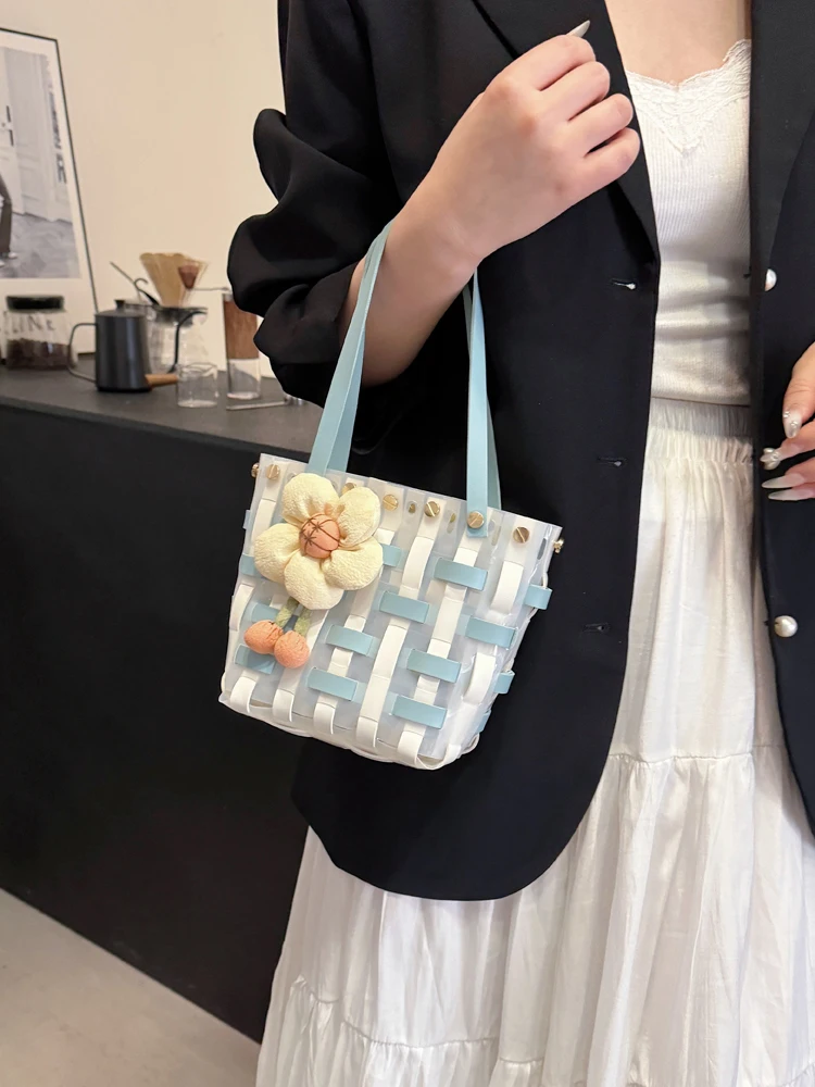 夏の小さな新鮮な トートバッグ diy 手織りバッグの作り方と実用性