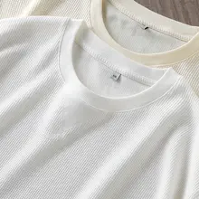 シンプルデザインのワッフル生地 メンズ半袖Tシャツ【ゆったりしたフィット感・夏用・無地】