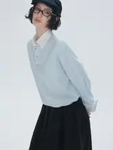 ノーカラーブラウス レディース コットン 薄手 ゆったり UVカット 肌触り良好 着回し 春夏 「ANNACHIC」