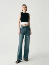 LRRE ハイウエストストレートワイドデニムパンツ【女性用・フィット・スラリ効果】