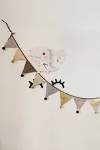 三角ガーランド ポンポン付き コットン 北欧風 インスタ映え 子供部屋 撮影背景 お祝い バースデー 幼稚園 保育園 キッズ 男の子 女の子