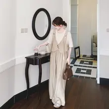した雰囲気の配色ベストとパンツ【夏用・軽やかデザイン・フレッシュスタイル】（セットアップ対応）