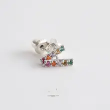 天然宝石ミニT字ピアス【S925シルバー・耳骨用・女性用】