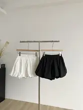 シンプル無地のウエストゴムショートパンツ【女性用・ハイウエスト・ワイドレッグ】（セットア ップ対応）