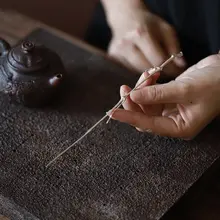 紫竹製 純銀ティースプーン【手作り・茶道用・ギフ  トボックス入り】