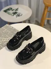 厚底レディースローファーシューズ【水晶装飾・合皮・春用・イギリス風】