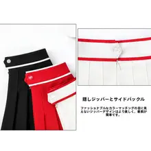 ゴルフウエア レディース スカートパンツ【シンプルデザイン・ハイウエスト・プリーツ・学院風】