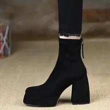 防水ヒールブーツ【ブラック・ショート・ジッパーデザイン・極上の柔らかさ】