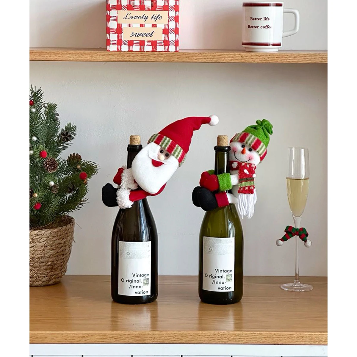 クリスマステーブルコーディネートに最適なアートデザインボトルカバーC1409