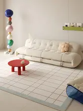 洗練されたデザイン！ピンククリームラグ【リビング用・高級感・バウハウス風・洗浄不要】