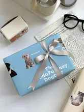 ラッピングペーパー 猫柄 ソーダ柄 リボン付き 大サイズ DIYラッピング 誕生日プレゼント ギフトボックス