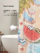 カラフルな犬のデザインの防水バスカーテン【カートゥーンスタイル・防カビ・洗面所用】