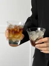 広口デザインのアイスアメリカーノグラス【シンプル・透明ガラス・冷飲用】