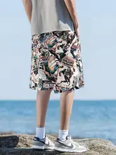 カジュアルなイラストプリントのメンズショートパンツ【夏用・薄手・通気性・フィット】