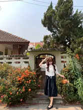デザイン性のある小柄女性用半身スカート【夏用・ウエストマーク・ふんわりシルエット】（セットアップ対応）