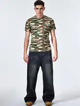 アメリカンスタイルの迷彩プリントTシャツ【スリムフィット・ロゴデザイン・無地・五色展開】