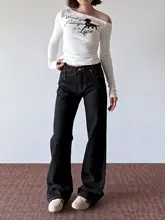 レディース復古風ビーズ付きデニムパンツ【スリムフィット・ストレート・トレンド】
