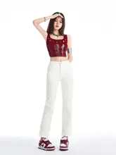 高腰ストレートパンツ【スリムフィット・デニム・女性用・秋冬】（セットアップ対応）
