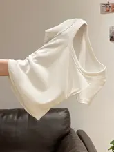 女性用アーチヘムウエスト絞り短袖Tシャツ【夏用・フレンチスタイル・スクエアネック】