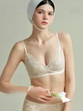透気性のあるレースデザインのブラジャー【ワイヤレス・セクシー・小胸用】（セットアップ対応）