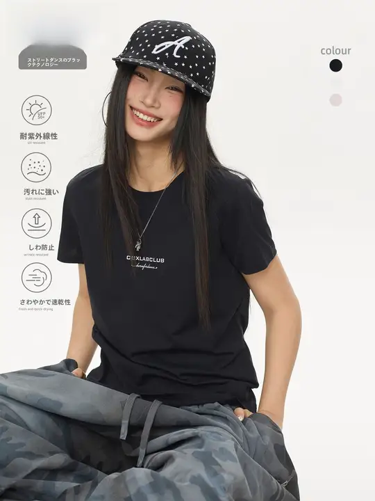 Tシャツ レディース 半袖 速乾 UVカット 抗菌 ルーズ 着痩せ シンプル ダンス ストリート ジャズ 「CBXLAB」