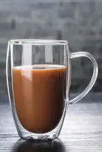 耐熱ガラスカップ 二重断熱 家庭用 カップ ハンドル付き 蓋付き 冷飲 乳牛 カップ コーヒー